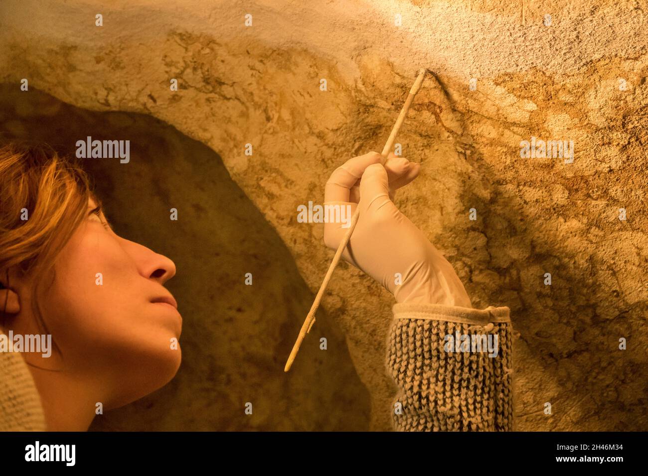 FRANKREICH, MONTIGNAC - LASCAUX, DORDOGNE (24): STANDORT DES STAATES LASCAUX 4 AM 12. OKTOBER 2016. SZENOGRAFISCHES GEBIET, DAS ACHT HAUPTTEILE DES F UMFASST Stockfoto