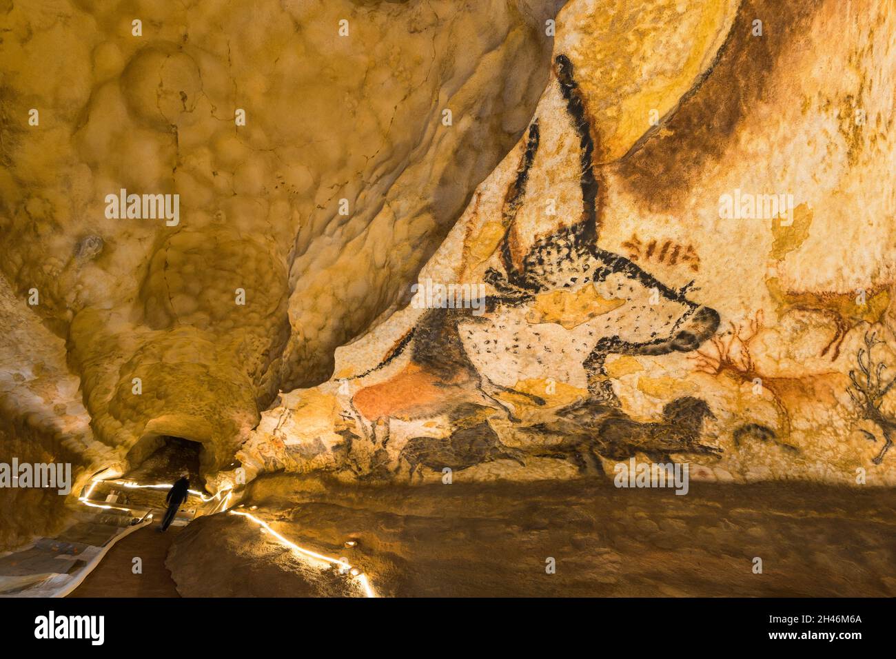 FRANKREICH, MONTIGNAC - LASCAUX, DORDOGNE (24): NENNEN SIE LASCAUX 4 AM 12. OKTOBER 2016. FOTOTOUR DURCH DAS INTEGRALE FAKSIMILE: DIE HALLE O Stockfoto