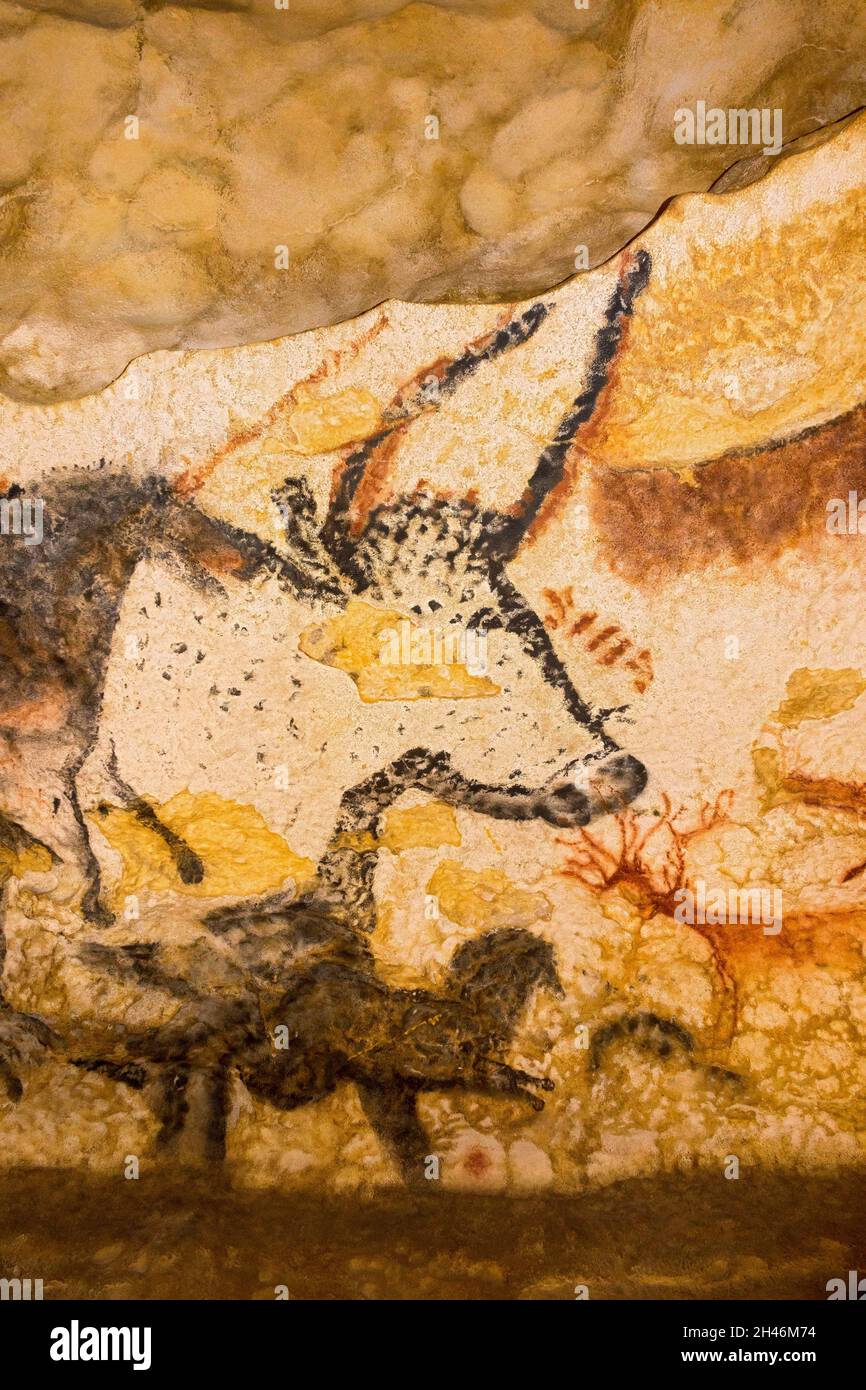 FRANKREICH, MONTIGNAC - LASCAUX, DORDOGNE (24): NENNEN SIE LASCAUX 4 AM 12. OKTOBER 2016. FOTOTOUR DURCH DAS INTEGRALE FAKSIMILE: DIE HALLE O Stockfoto