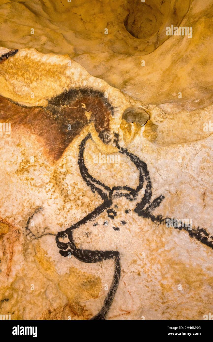 FRANKREICH, MONTIGNAC - LASCAUX, DORDOGNE (24): NENNEN SIE LASCAUX 4 AM 12. OKTOBER 2016. FOTOTOUR DURCH DAS INTEGRALE FAKSIMILE: DIE HALLE O Stockfoto