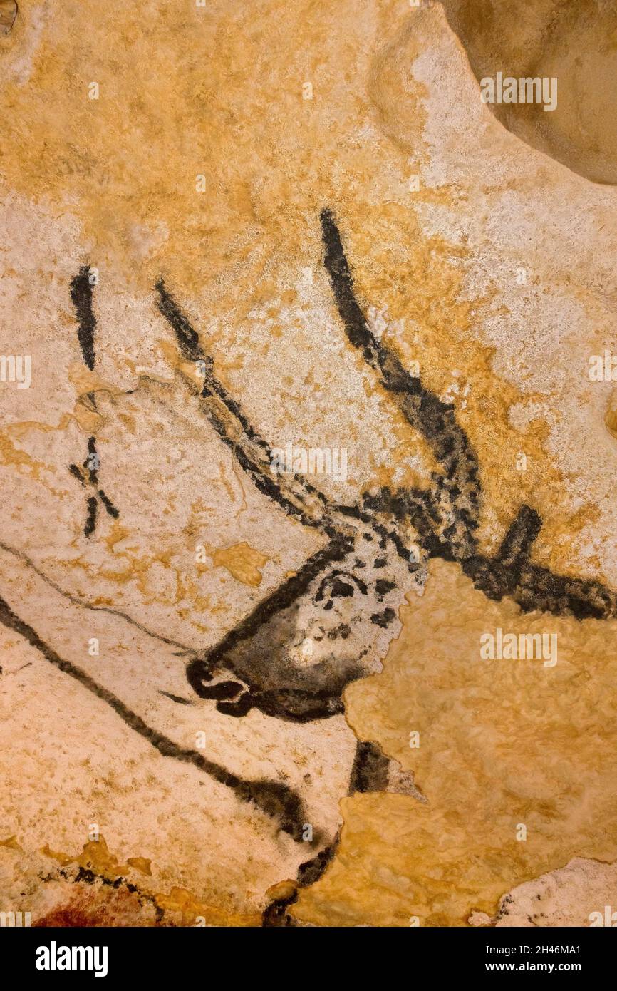 FRANKREICH, MONTIGNAC - LASCAUX, DORDOGNE (24): NENNEN SIE LASCAUX 4 AM 12. OKTOBER 2016. FOTOTOUR DURCH DAS INTEGRALE FAKSIMILE: DIE HALLE O Stockfoto