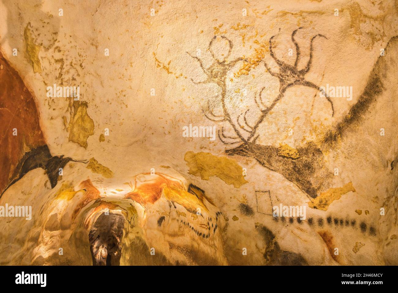 MONTIGNAC - LASCAUX, DORDOGNE (24): NENNEN SIE DIE STÄTTE VON LASCAUX 4 12. OKTOBER 2016. FOTOGRAFISCHER RUNDGANG DURCH DAS INTEGRALE FAKSIMILE : DAS AXIALE DIVERTIKEL Stockfoto
