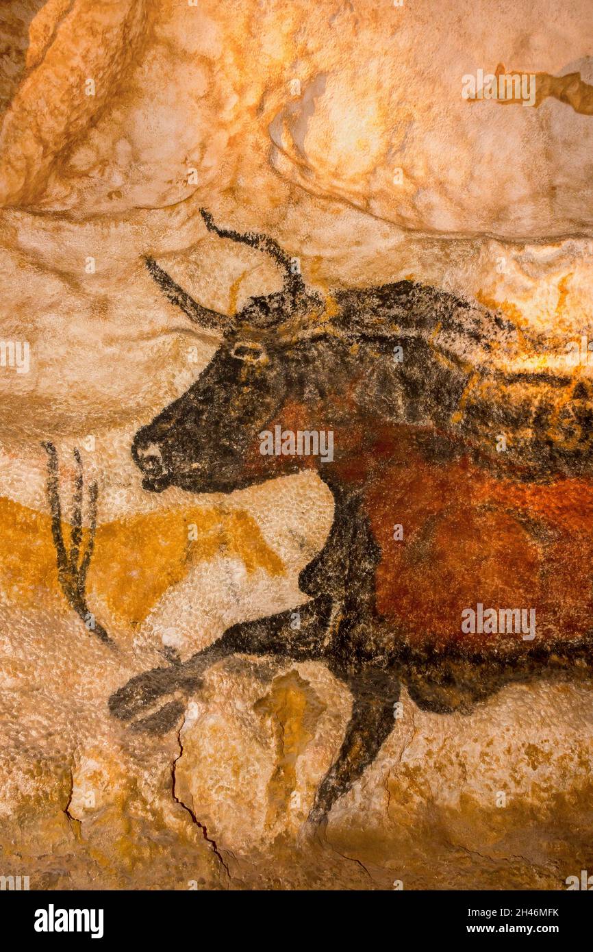 FRANKREICH, MONTIGNAC - LASCAUX, DORDOGNE (24): NENNEN SIE LASCAUX 4 12. OKTOBER 2016. FOTOTOUR DURCH DAS INTEGRALE FAKSIMILE : DER AXIALE TAUCHGANG Stockfoto