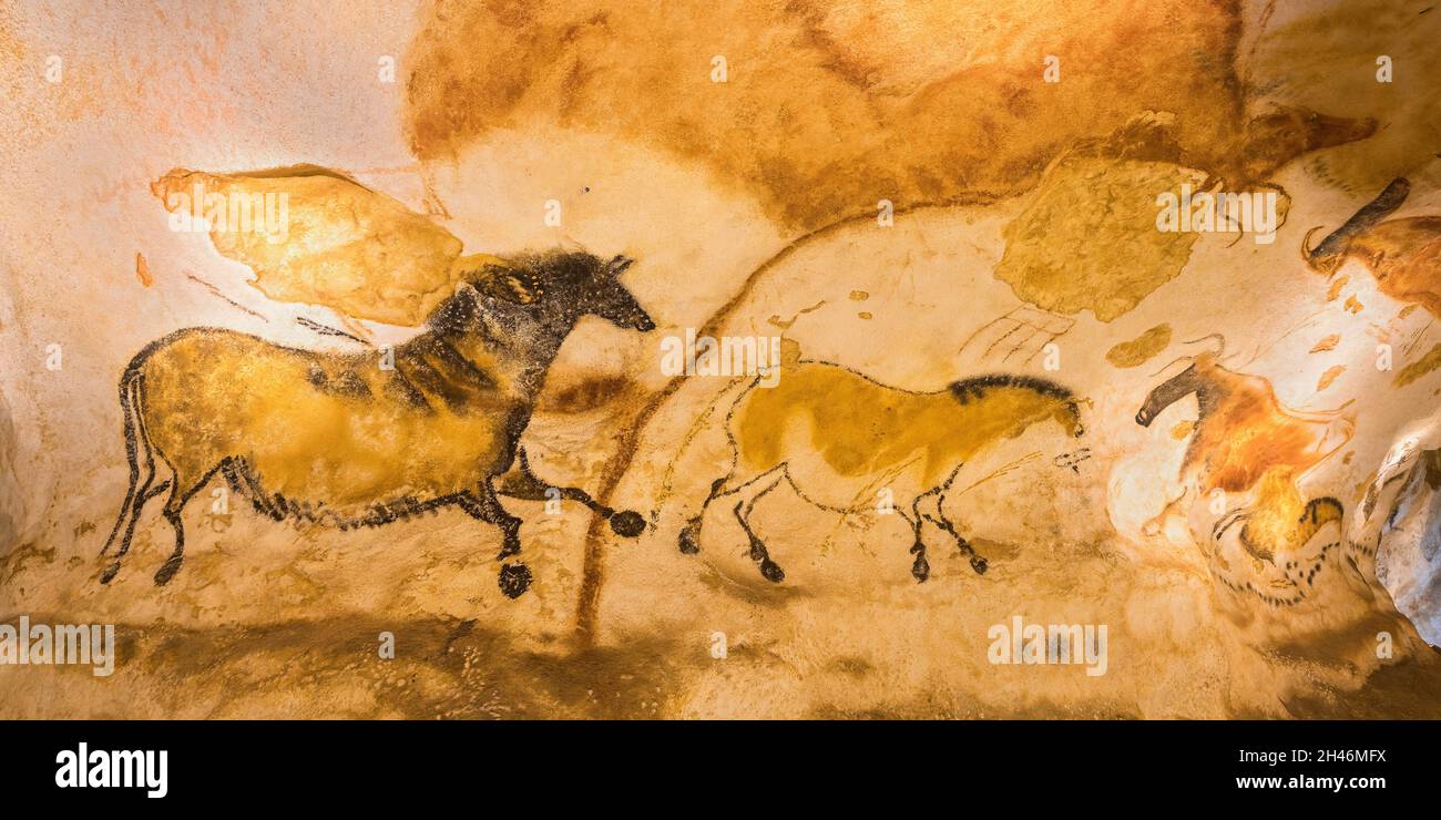 FRANKREICH, MONTIGNAC - LASCAUX, DORDOGNE (24): NENNEN SIE LASCAUX 4 12. OKTOBER 2016. FOTOTOUR DURCH DAS INTEGRALE FAKSIMILE : DER AXIALE TAUCHGANG Stockfoto