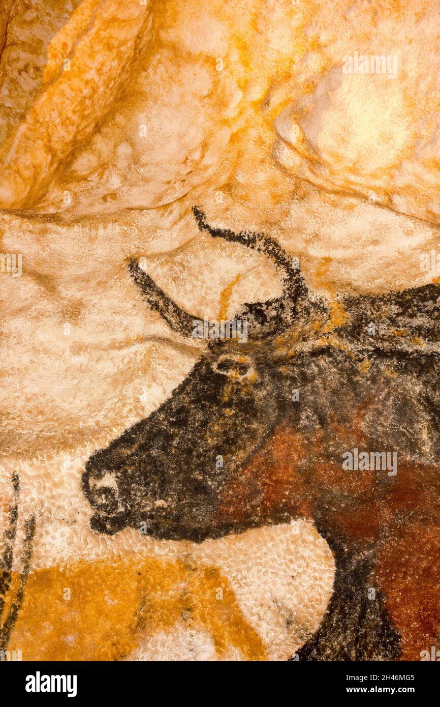 FRANKREICH, MONTIGNAC - LASCAUX, DORDOGNE (24): NENNEN SIE LASCAUX 4 12. OKTOBER 2016. FOTOTOUR DURCH DAS INTEGRALE FAKSIMILE : DER AXIALE TAUCHGANG Stockfoto