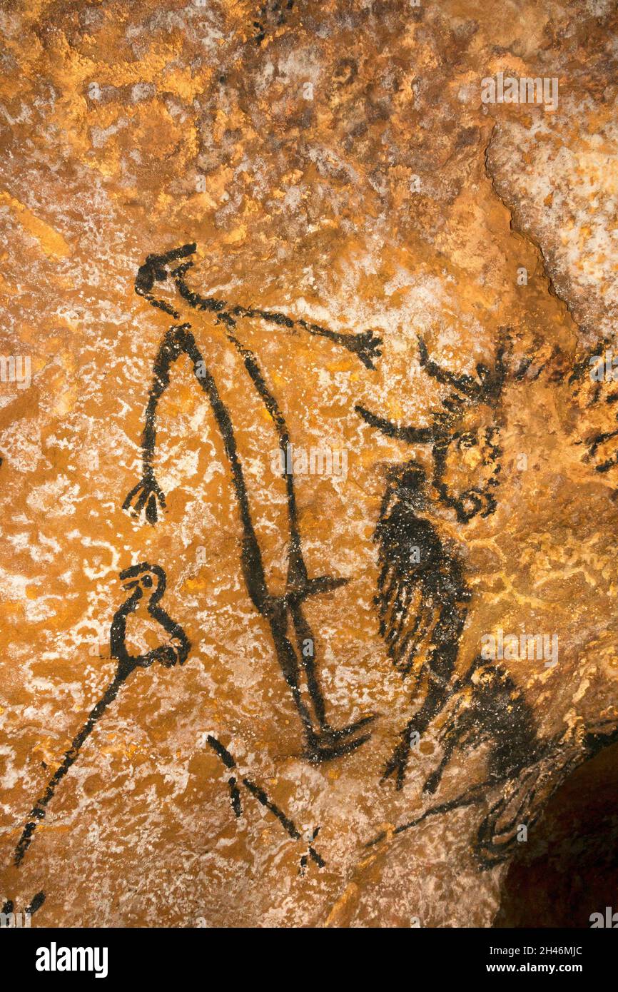FRANKREICH, MONTIGNAC - LASCAUX, DORDOGNE (24): NENNEN SIE LASCAUX 4 12. OKTOBER 2016. FOTOTOUR DURCH DAS INTEGRIERTE FAKSIMILE : DER BRUNNEN HAT T Stockfoto