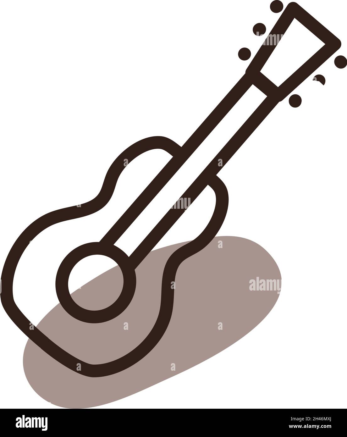 Hipster-Gitarre, Illustration, Vektor, auf weißem Hintergrund. Stock Vektor