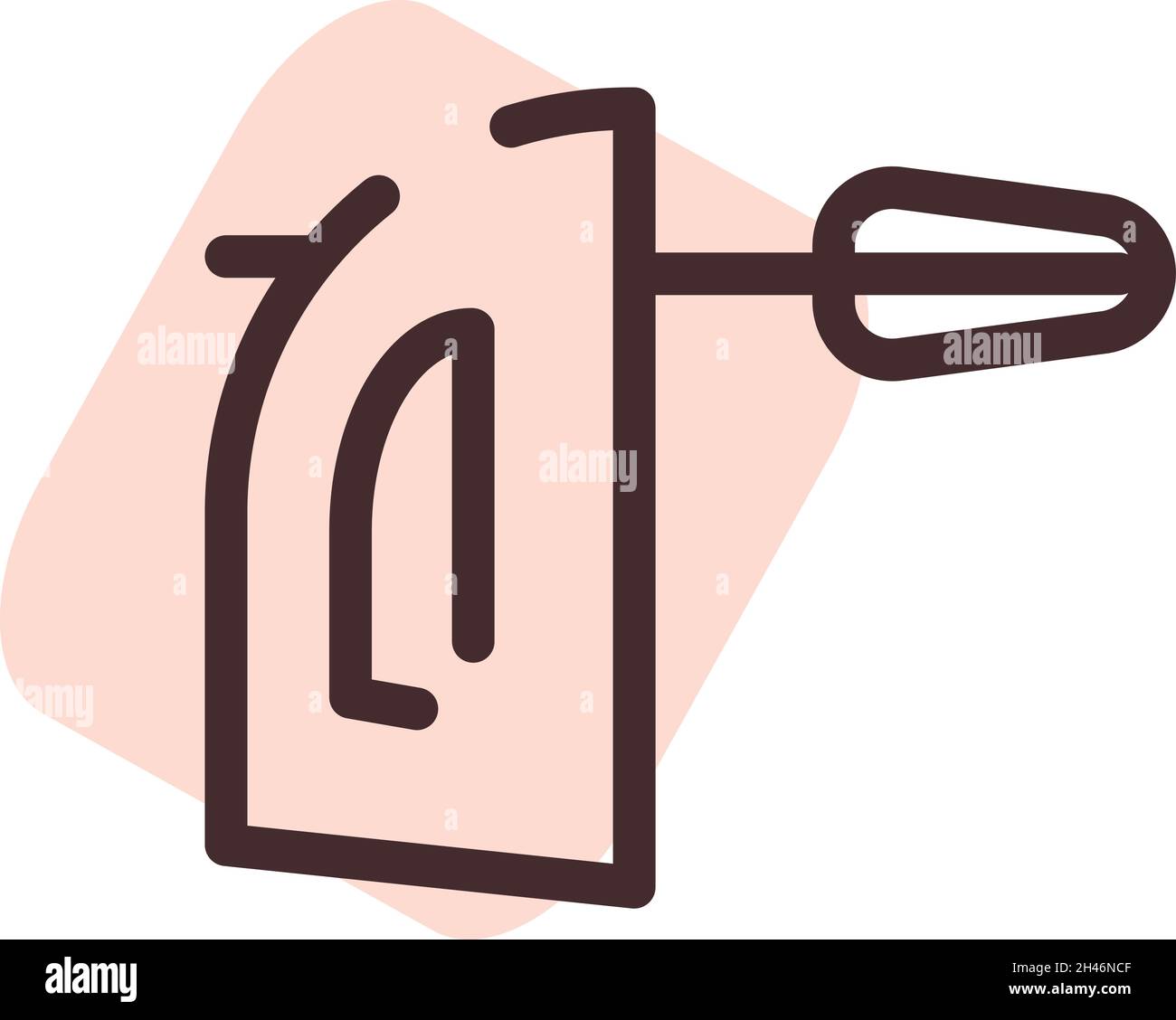 Rosafarbener Handmixer, Illustration, Vektor, auf weißem Hintergrund. Stock Vektor