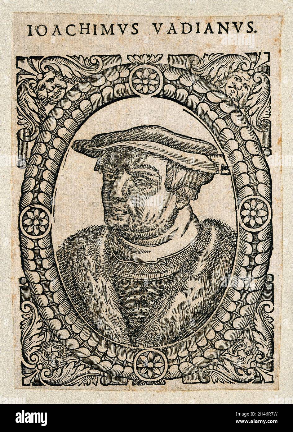 Joachim Vadianus [von Watt]. Liniengravur. Stockfoto