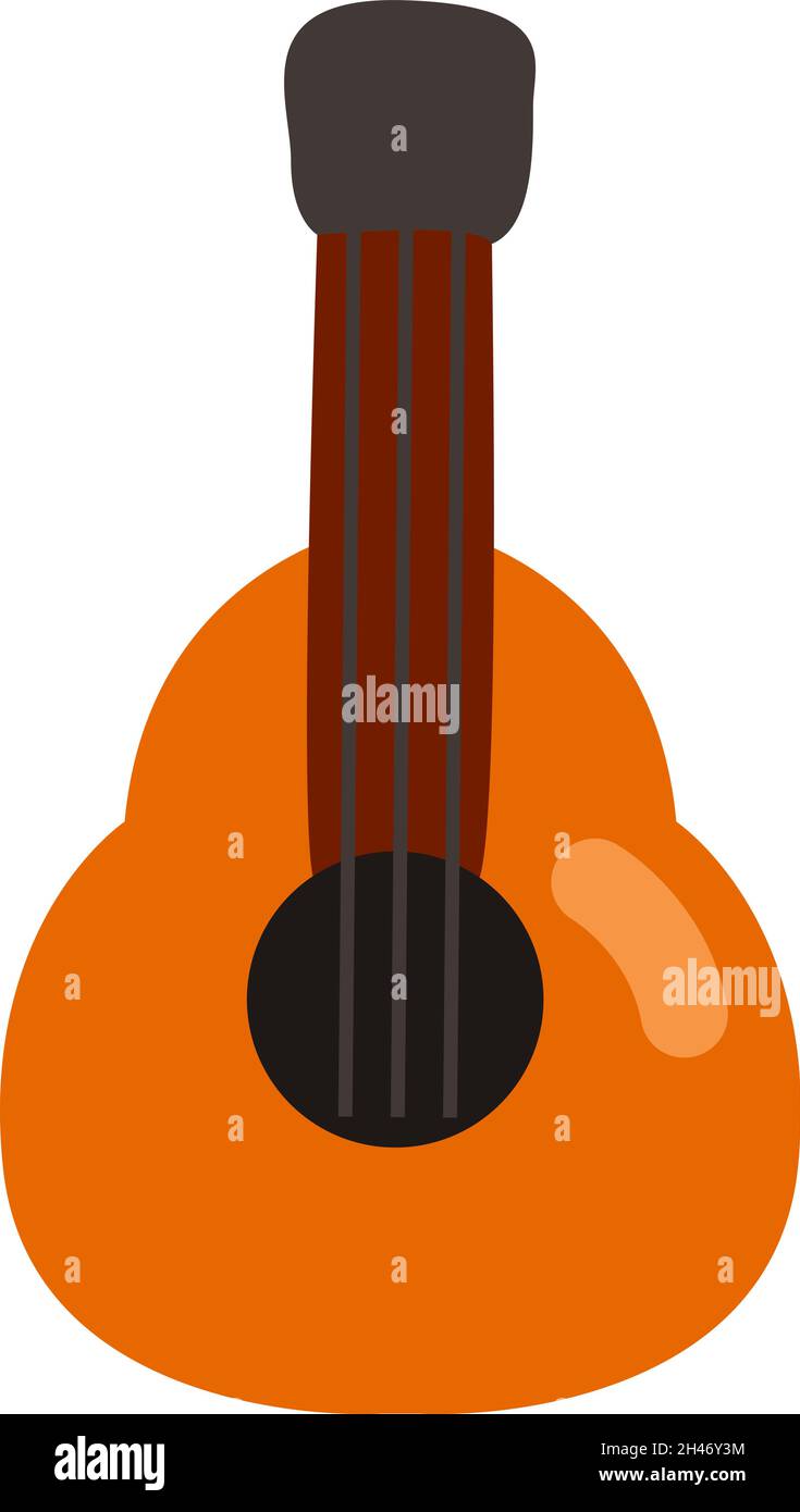 Holzgitarre, Illustration, Vektor, auf weißem Hintergrund. Stock Vektor