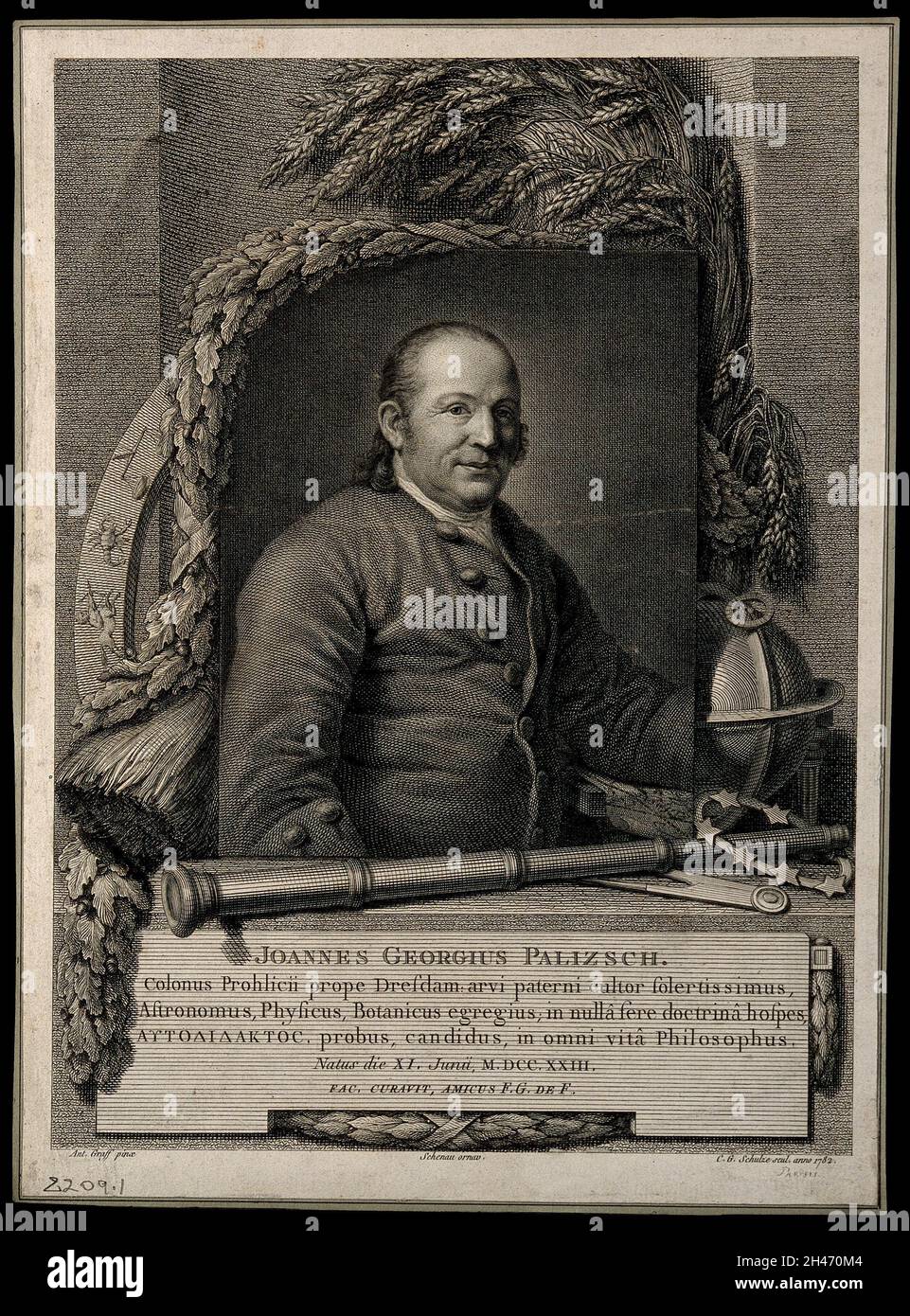 Johann Georg Palizsch. Linienstich von C. G. Schulze, 1782, nach A. Graff. Stockfoto