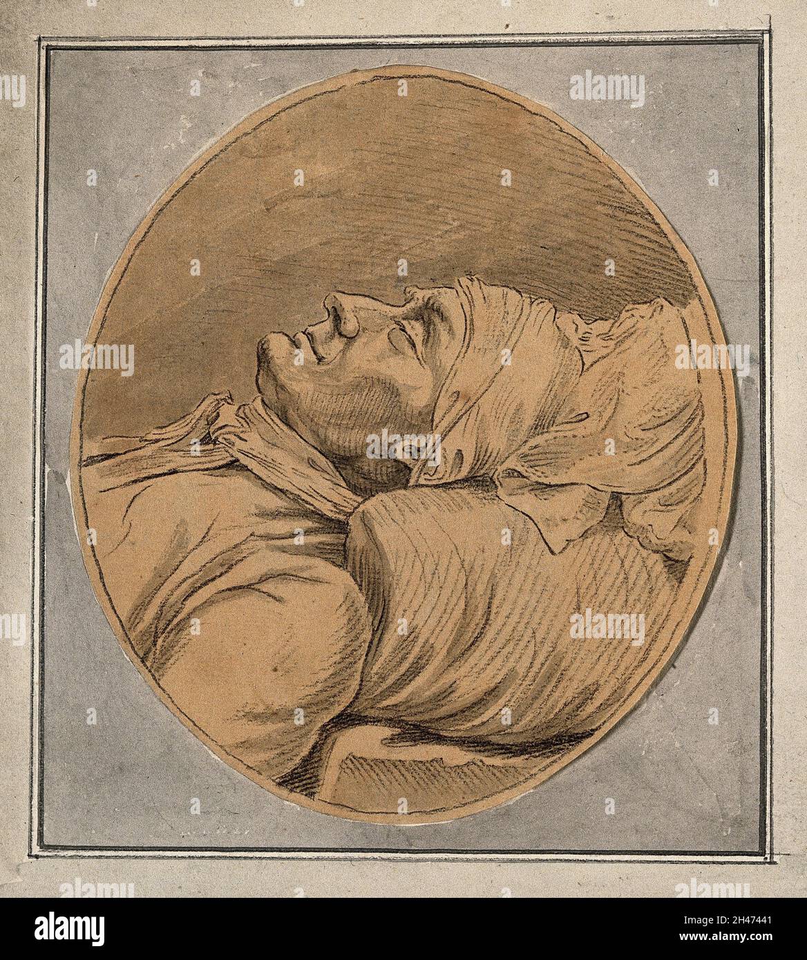 Jean Conradin Heidegger, Bürgermeister von Zürich, auf seinem Sterbebett. Zeichnung, c. 1789. Stockfoto