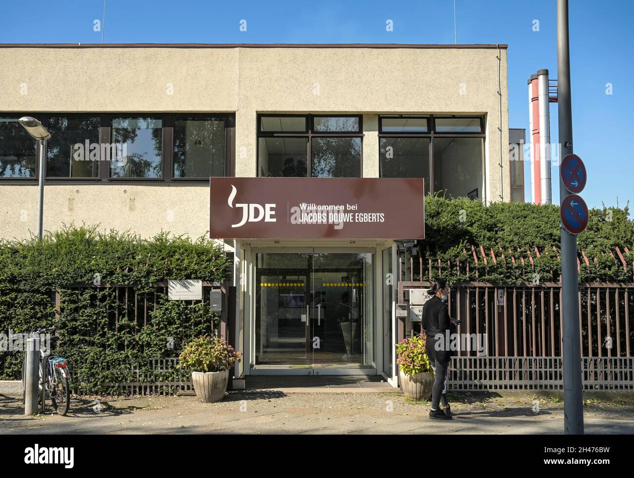 Eingang, Jacobs Douwe Egberts (JDE), Chris-Guefroy-Allee, Neukölln, Berlin, Deutschland Stockfoto
