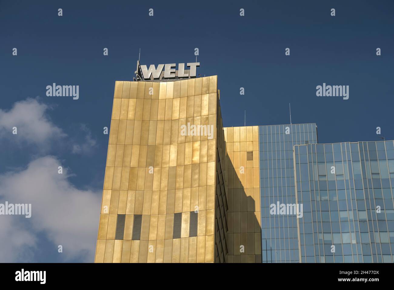 Schriftzug Tageszeitung 'Welt', Axel Springer Verlag, Axel-Springer-Straße, Kreuzberg, Berlin, Deutschland Stockfoto