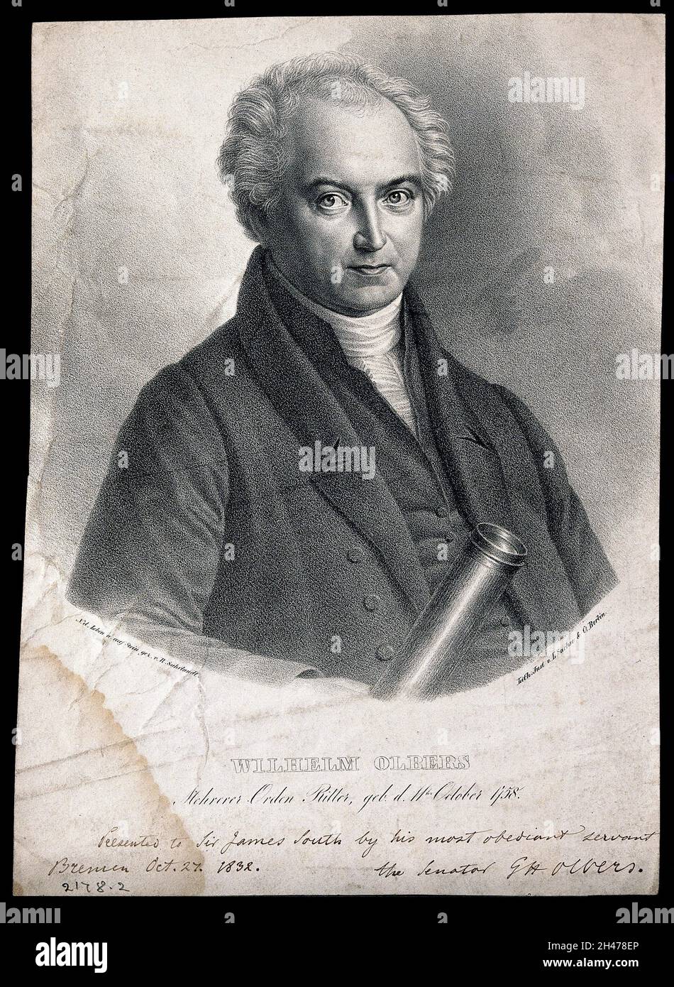 Heinrich Wilhelm Matthias Olbers. Lithographie von R. Suhrlandt. Stockfoto