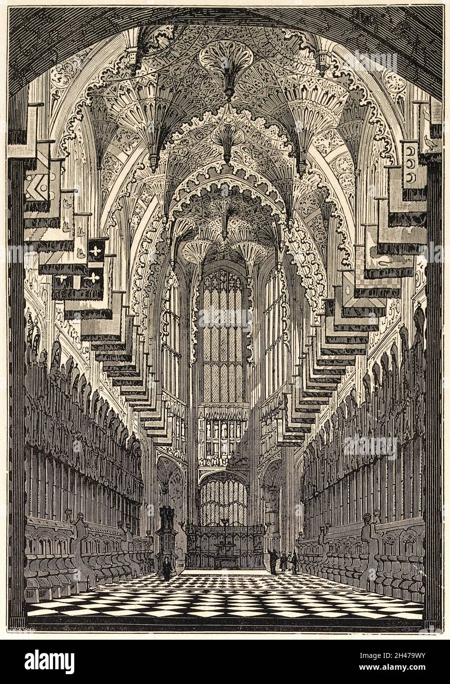 Westminster Abbey: Innenraum der Kapelle von Heinrich VII. Holzstich von J. Jackson nach W.F. Smallwood, 1843. Stockfoto