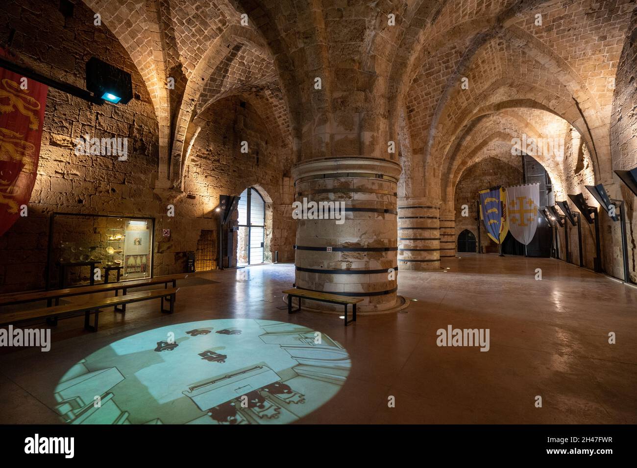 Israel, Akko, die unterirdischen Kreuzritterhallen im alten Akko Stockfoto