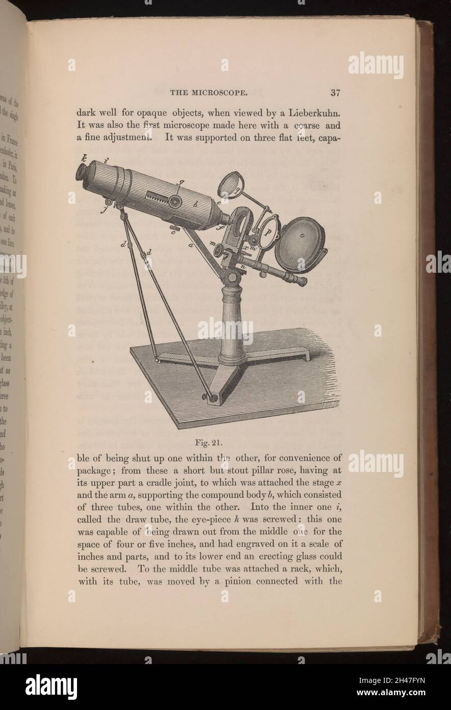 Illustration von Listers Mikroskop. Stockfoto