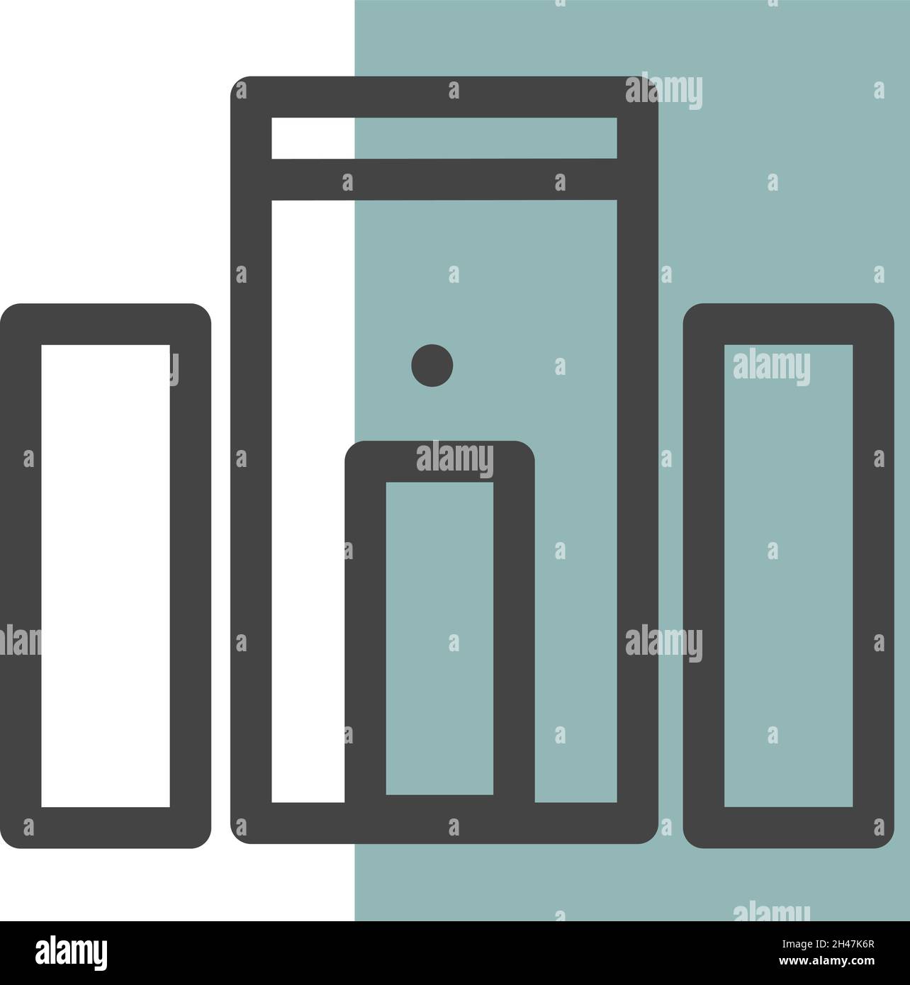 Griechisches Revival House, Illustration, Vektor, auf weißem Hintergrund. Stock Vektor