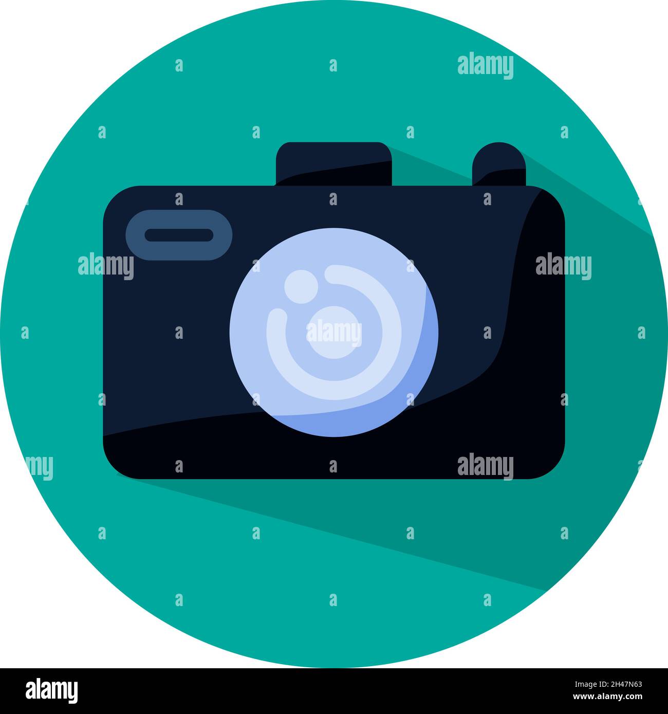 Fotokamera, Illustration, Vektor, auf weißem Hintergrund. Stock Vektor