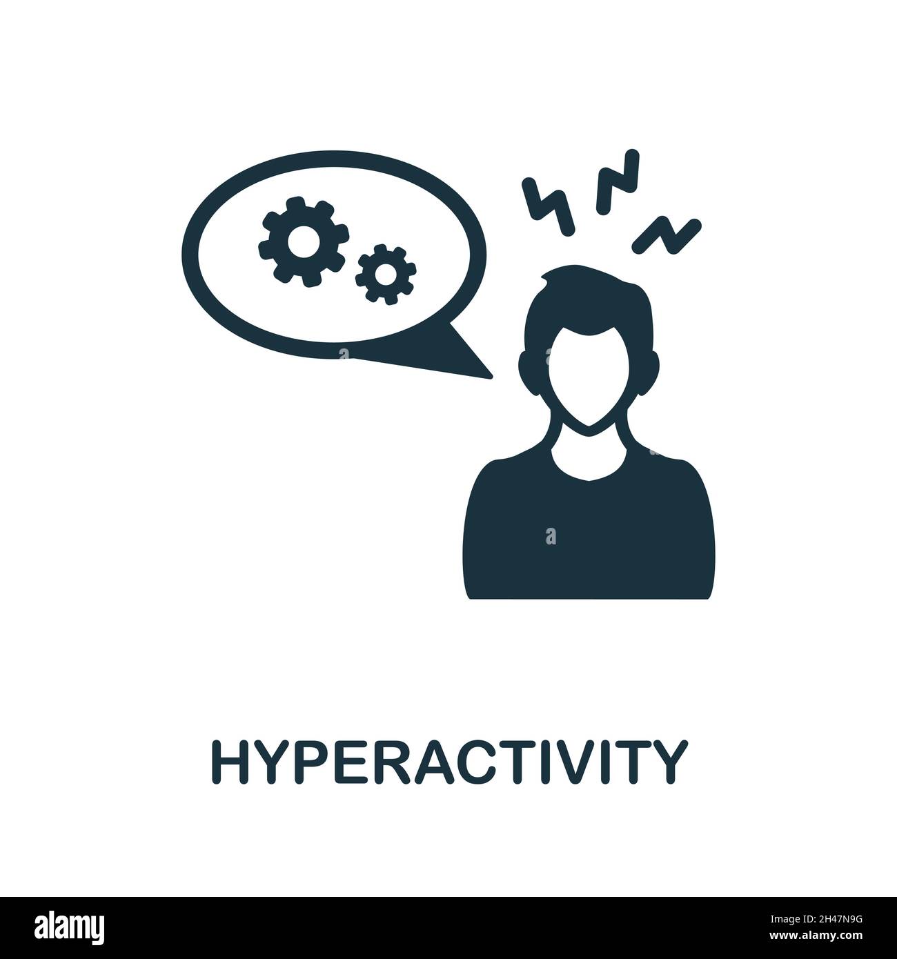 Hyperaktivitätssymbol. Monochromes Schild aus der Psychotherapie-Sammlung. Creative Hyperactivity Icon Illustration für Webdesign, Infografiken und mehr Stock Vektor