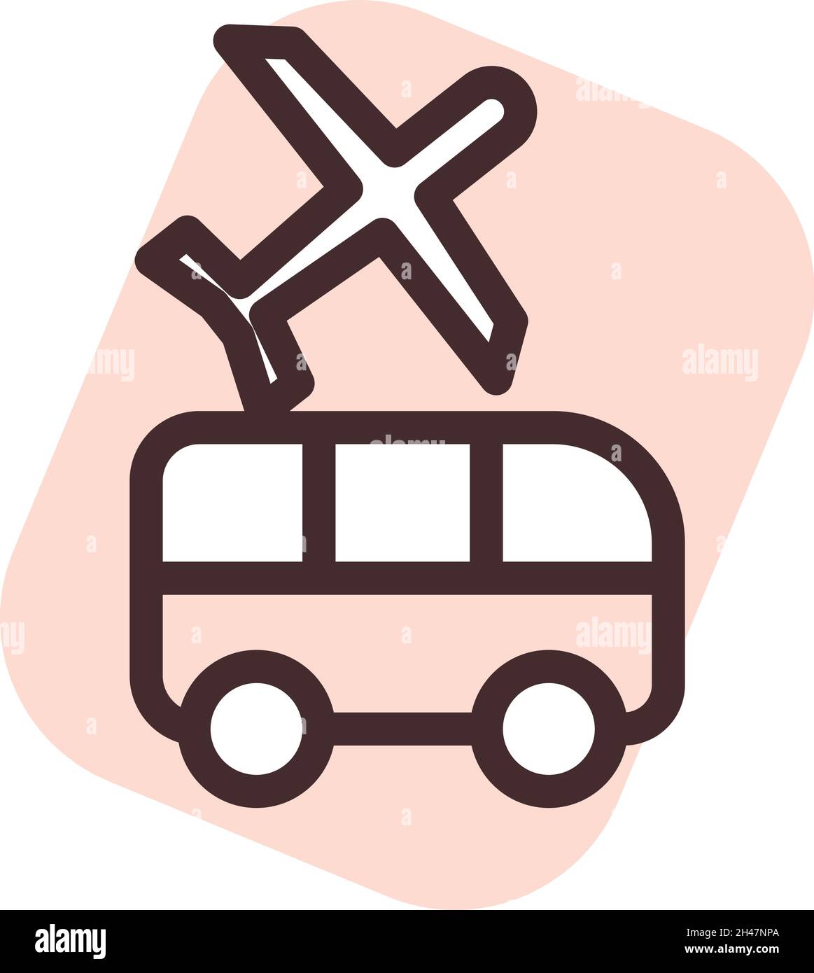 Bus auf dem Flughafen, Illustration, Vektor, auf weißem Hintergrund. Stock Vektor