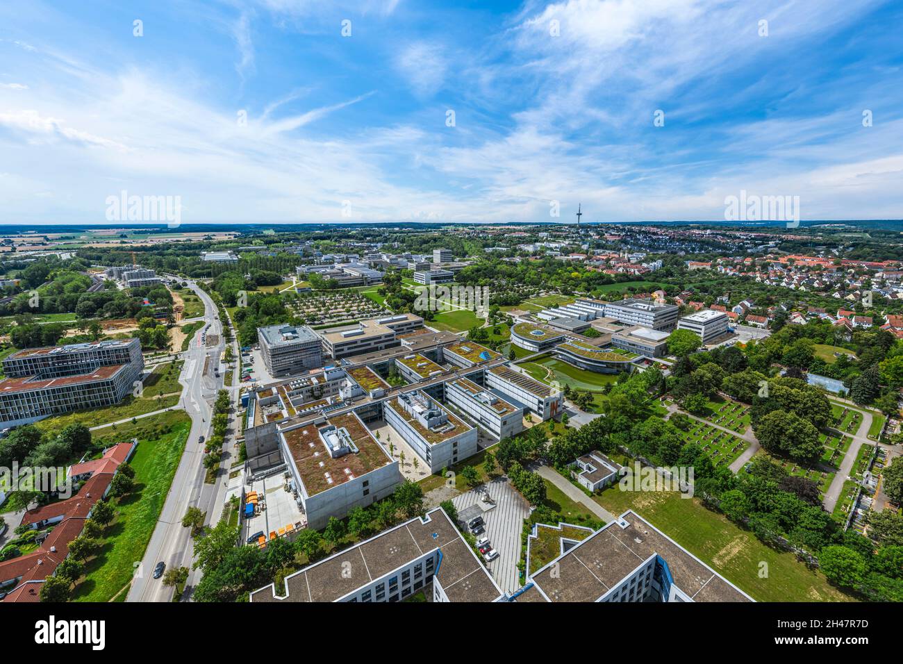 Luftaufnahme nach Regensburg an der Donau - das Galgenberger Viertel Stockfoto