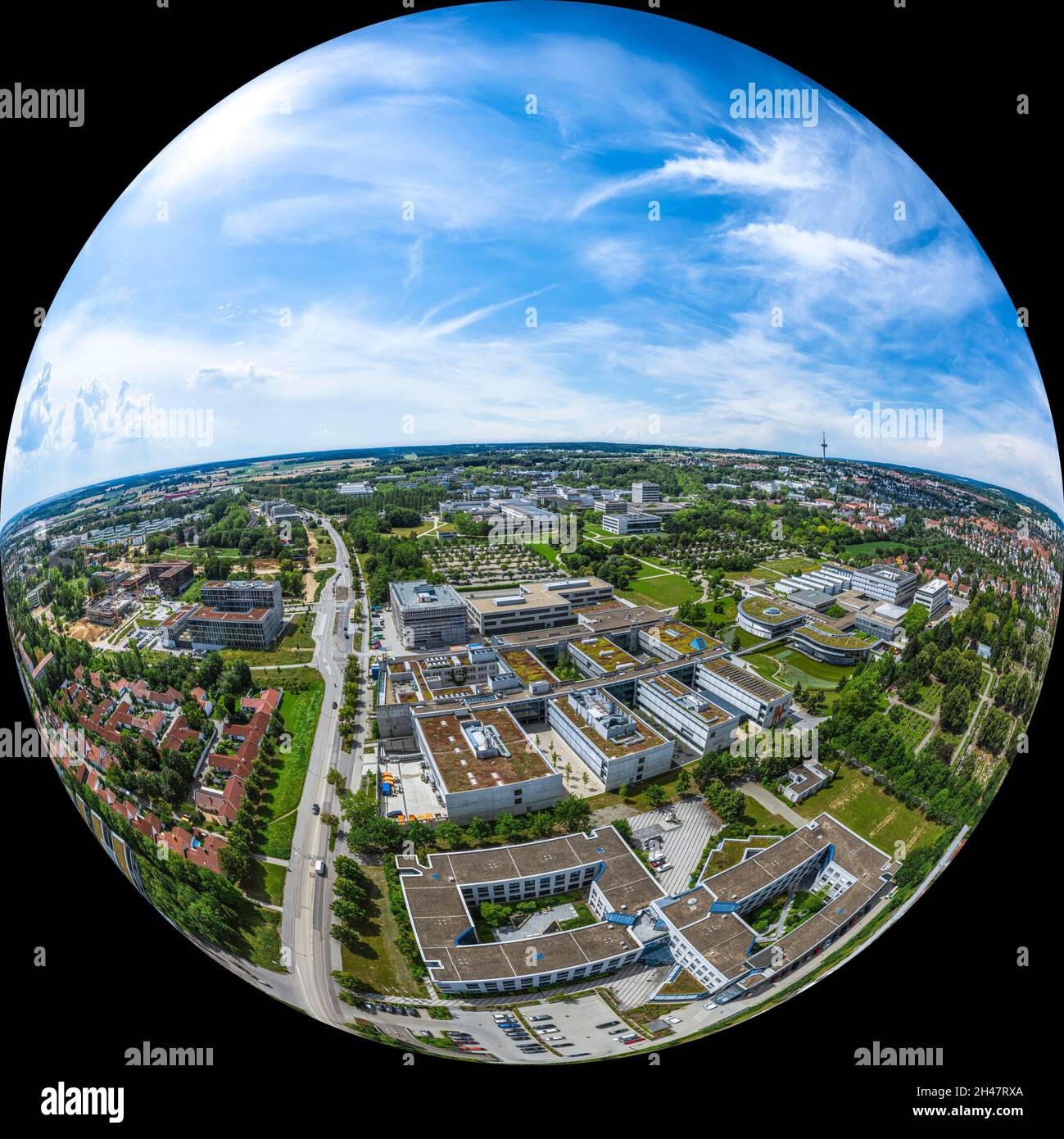 Luftaufnahme nach Regensburg an der Donau - das Galgenberger Viertel Stockfoto