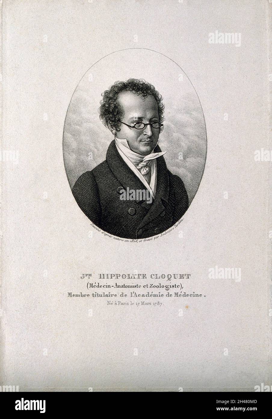 Joseph Hyppolyte Cloquet. Stich von A. Tardieu, 1826, nach sich selbst. Stockfoto