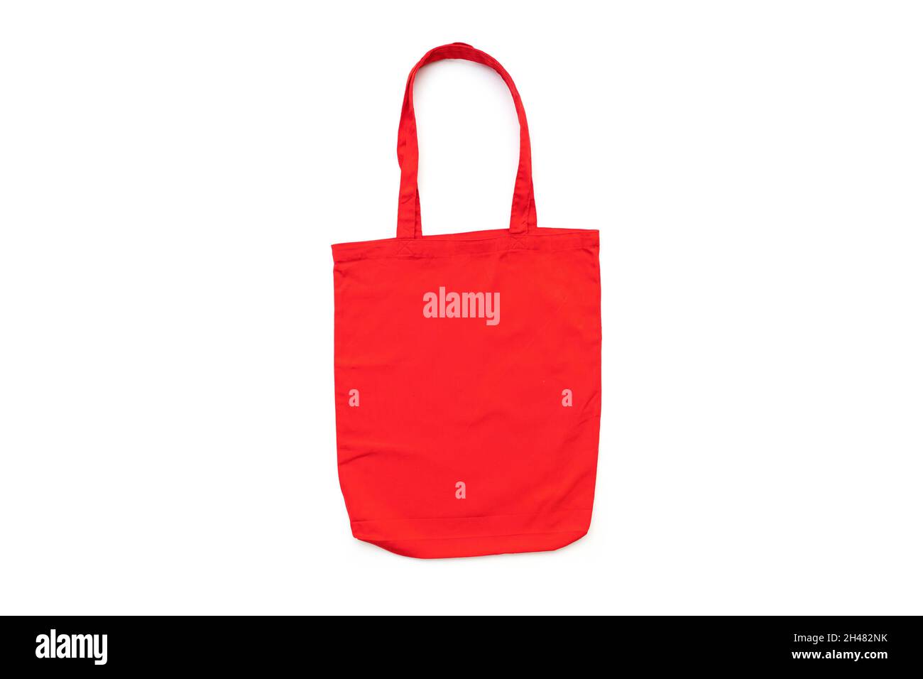 Rot blank sauber Segeltuch Tasche Mockup, isoliert auf weiß, Einkaufstasche, Seitenansicht Stockfoto