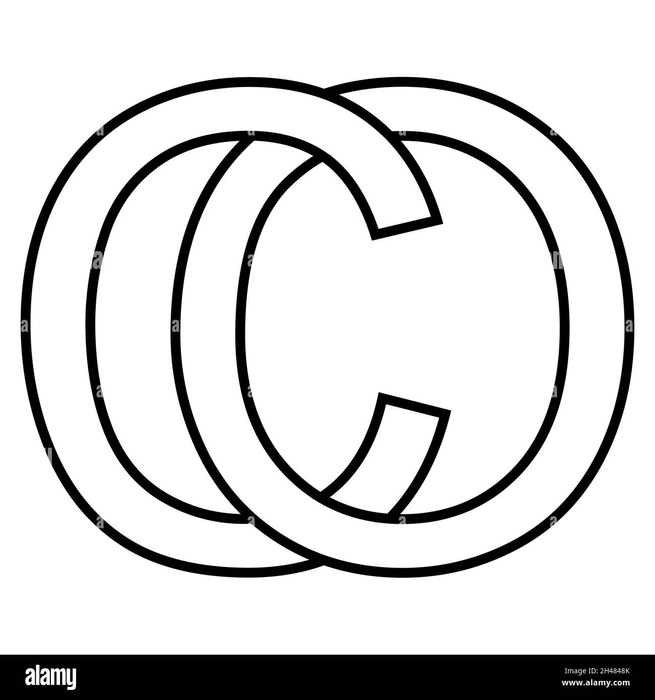 Logo Zeichen oc CO Symbol Zeichen Zeilensprungbuchstaben c o Logo oc CO erste Großbuchstaben Muster Alphabet o, c Stock Vektor