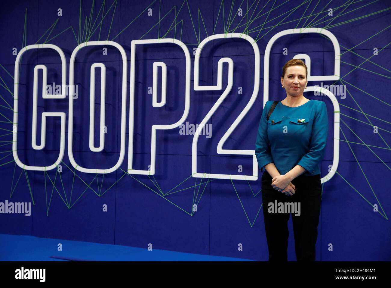 Die dänische Premierministerin Mette Frederiksen kommt zum Cop26-Gipfel auf dem Scottish Event Campus (SEC) in Glasgow an. Bilddatum: Montag, 1. November 2021. Stockfoto