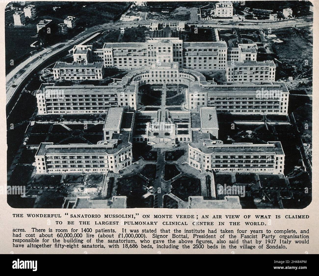 Sanatorio Mussolini, Rom; aus der Vogelperspektive. Drucken verarbeiten. Stockfoto