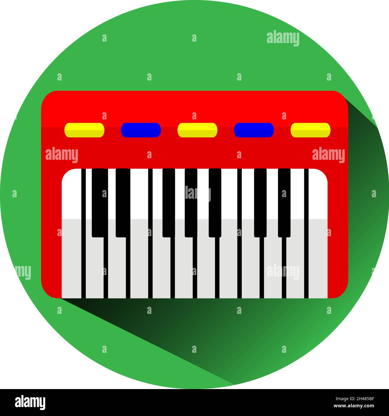Rotes Klavierspielzeug, Illustration, Vektor, auf weißem Hintergrund. Stock Vektor