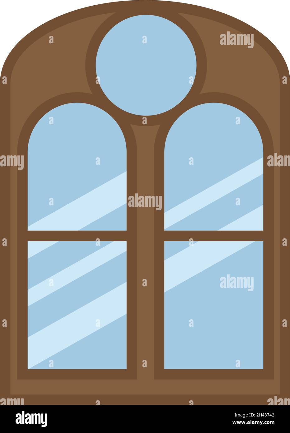 Hohes Hausfenster, Illustration, Vektor, auf weißem Hintergrund. Stock Vektor