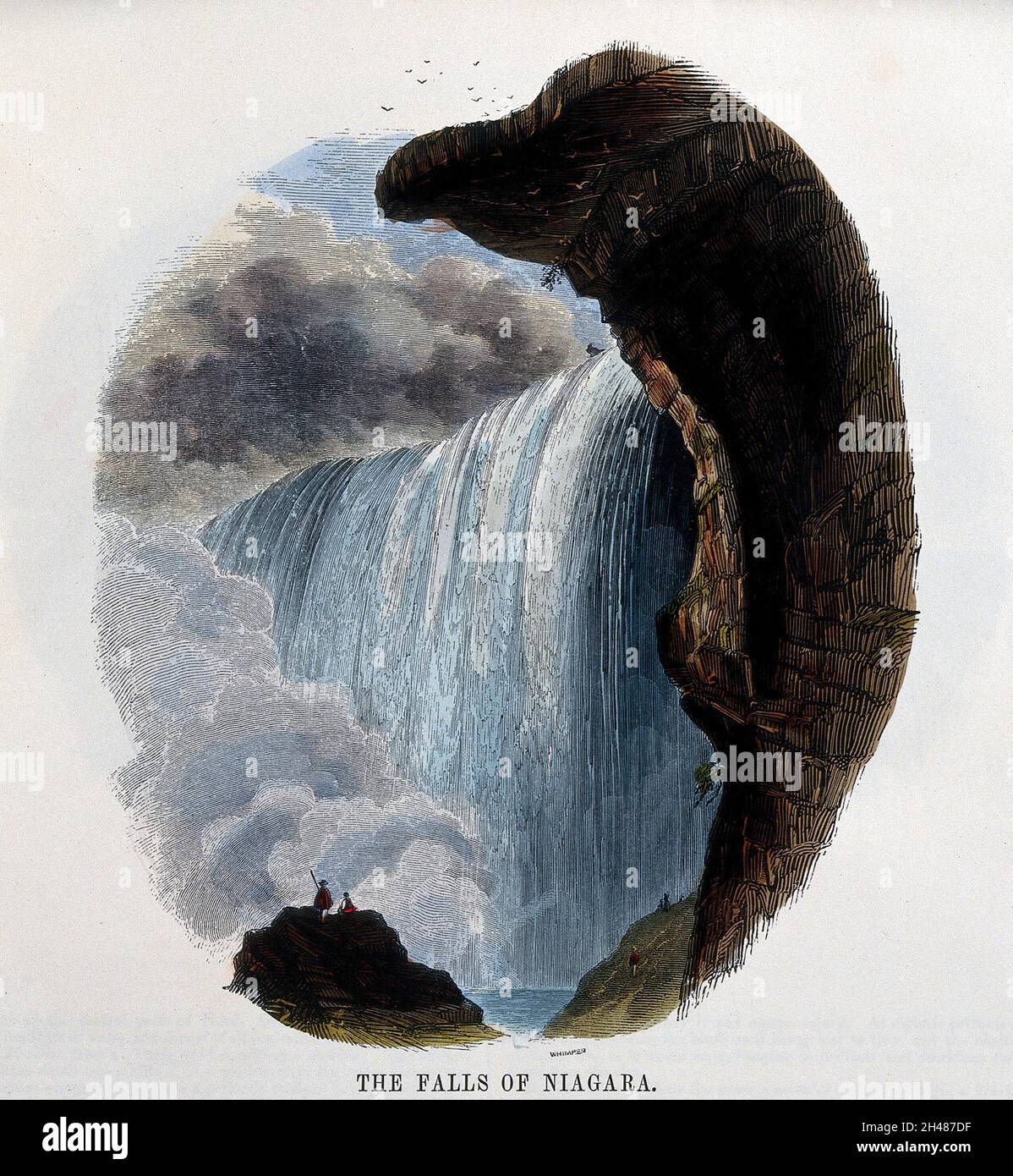 Geographie: Besucher an den Niagarafällen. Holzstich von C. Whymper. Stockfoto