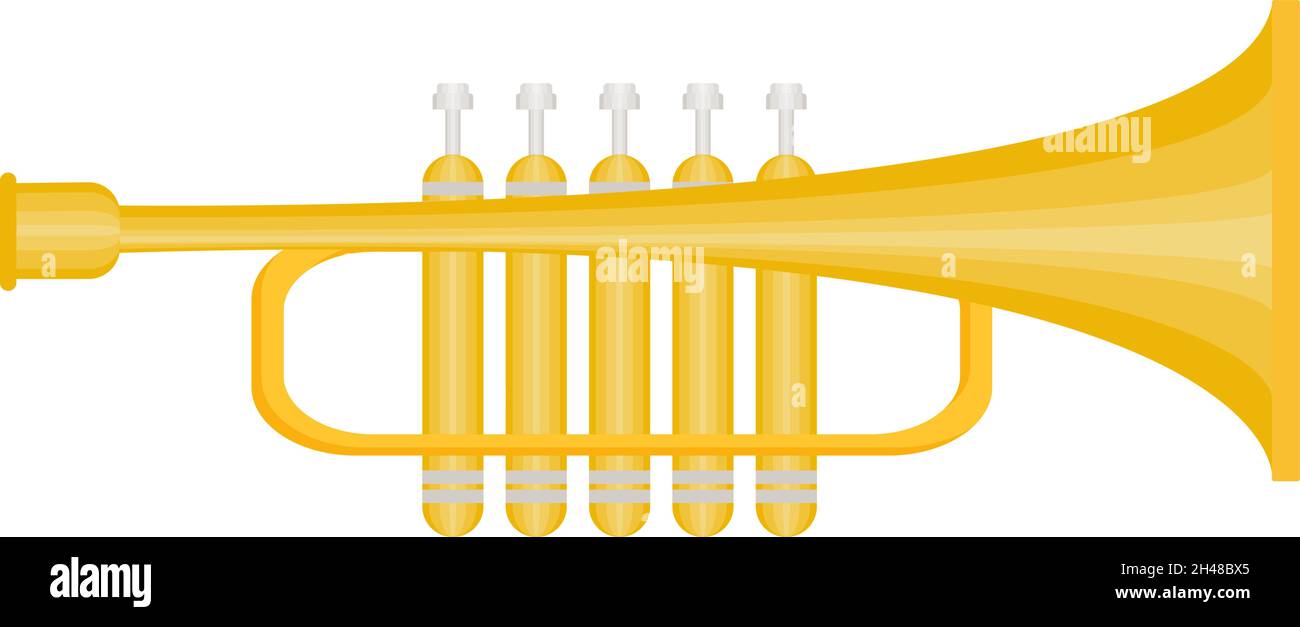 Gelber Signalhorn, Illustration, Vektor auf weißem Hintergrund. Stock Vektor
