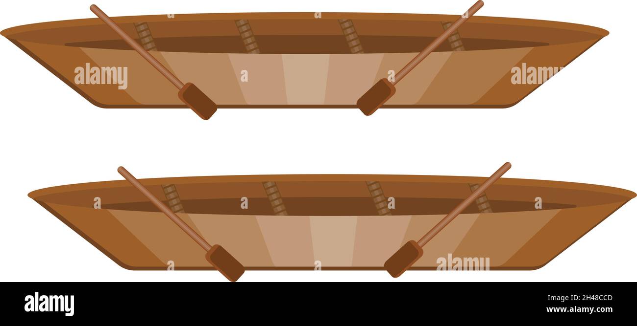Holzboote, Illustration, Vektor auf weißem Hintergrund. Stock Vektor