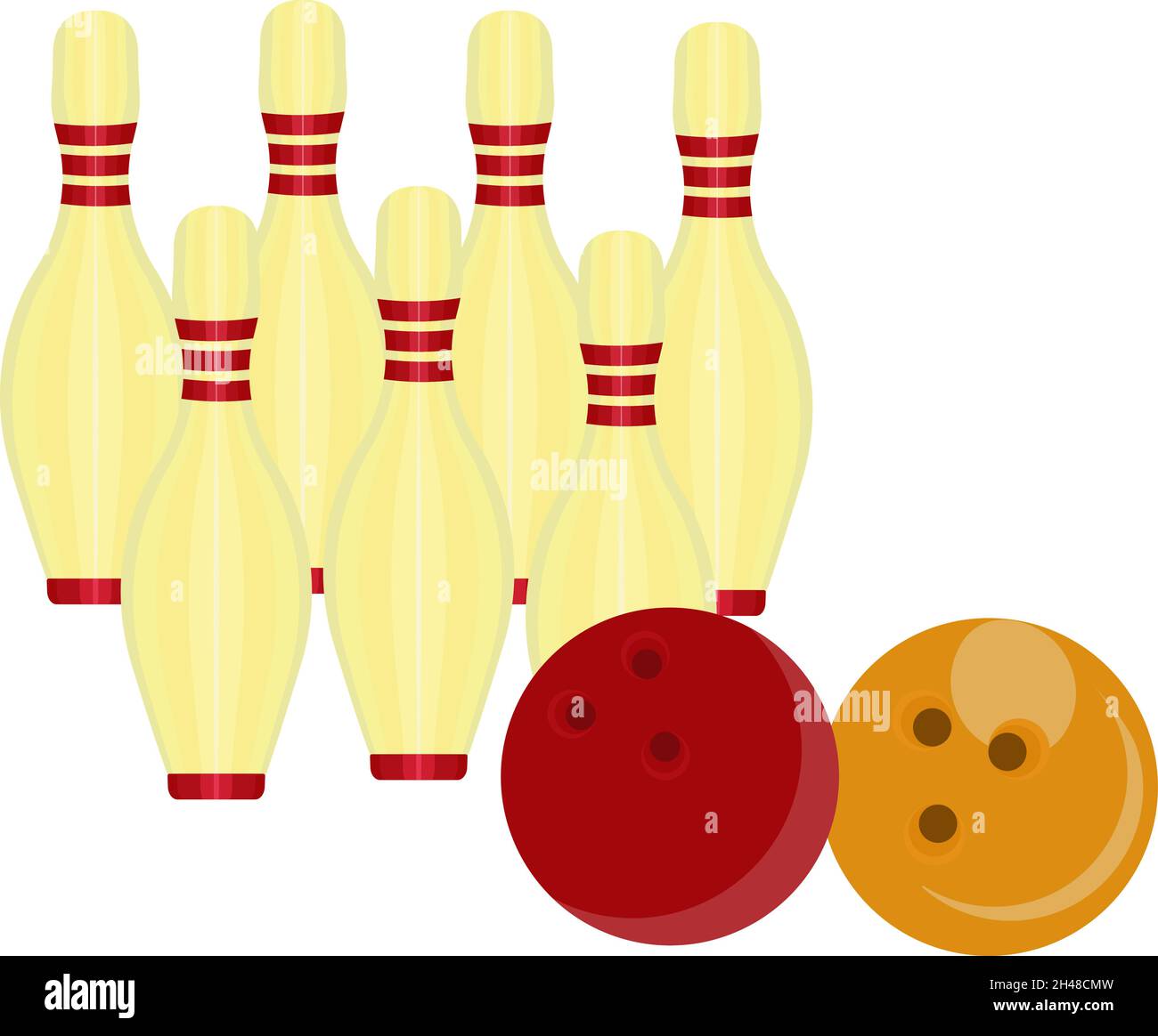 Bowlingstifte, Illustration, Vektor auf weißem Hintergrund. Stock Vektor