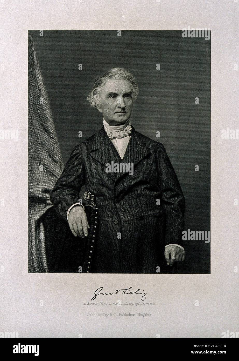 Justus von Liebig. Stichgravur. Stockfoto