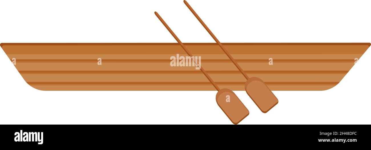 Holzboot, Illustration, Vektor auf weißem Hintergrund. Stock Vektor