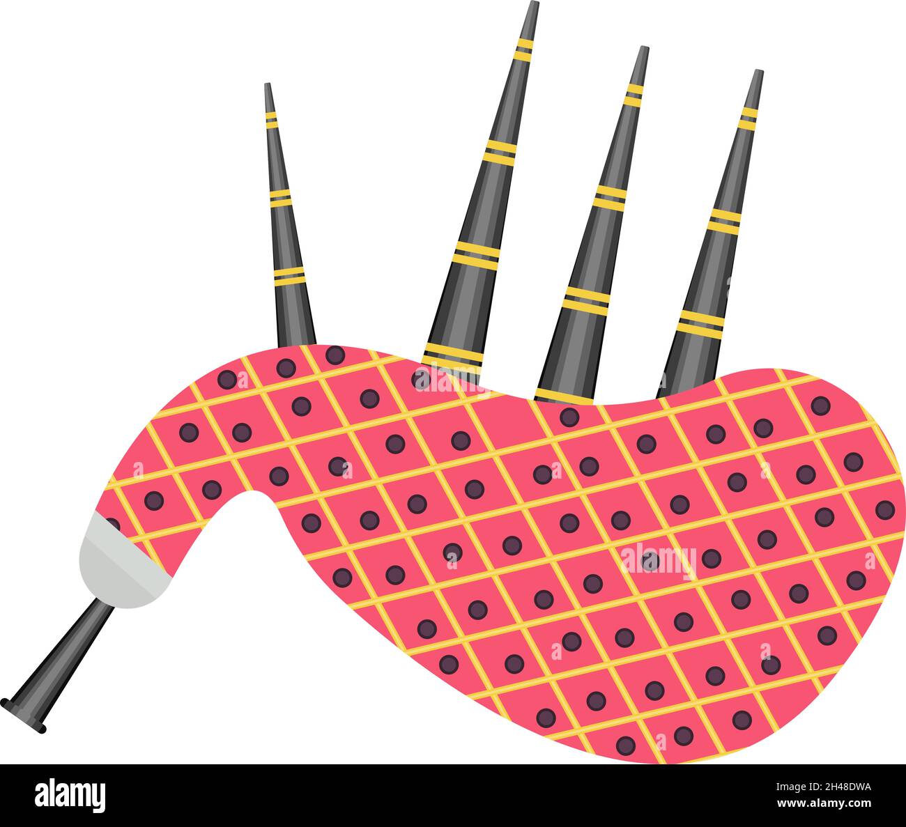 Dudelsack-Instrument, Illustration, Vektor auf weißem Hintergrund. Stock Vektor