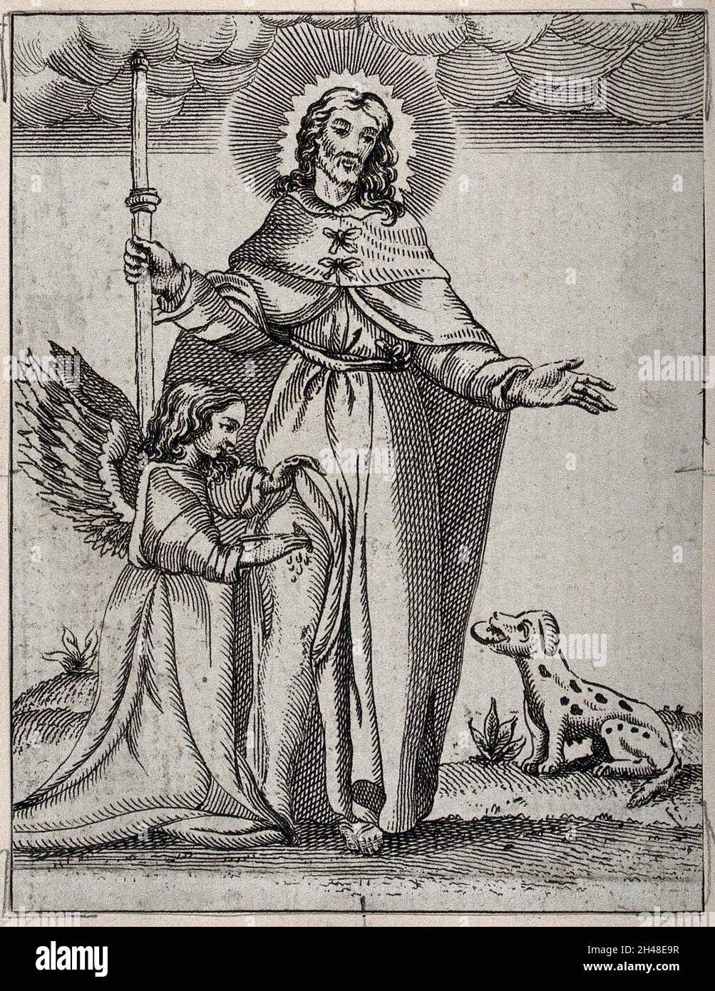 Saint Roch. Gravur. Stockfoto