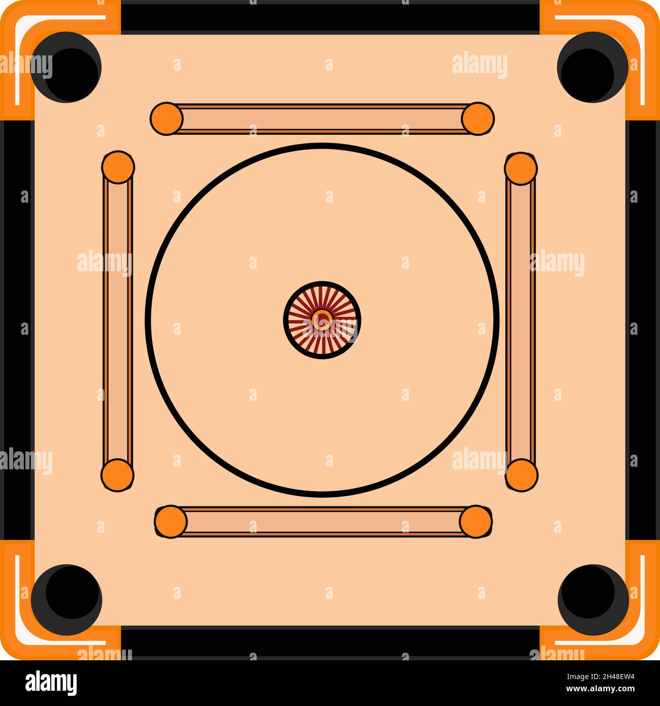 Carrom-Tafel, Illustration, Vektor auf weißem Hintergrund. Stock Vektor