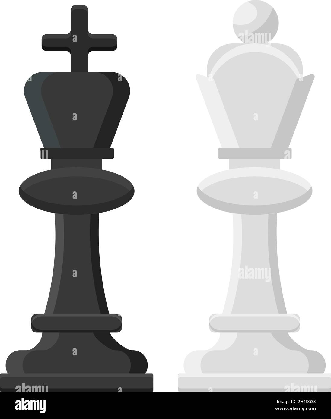 Schachkönig und -Königin, Illustration, Vektor auf weißem Hintergrund. Stock Vektor