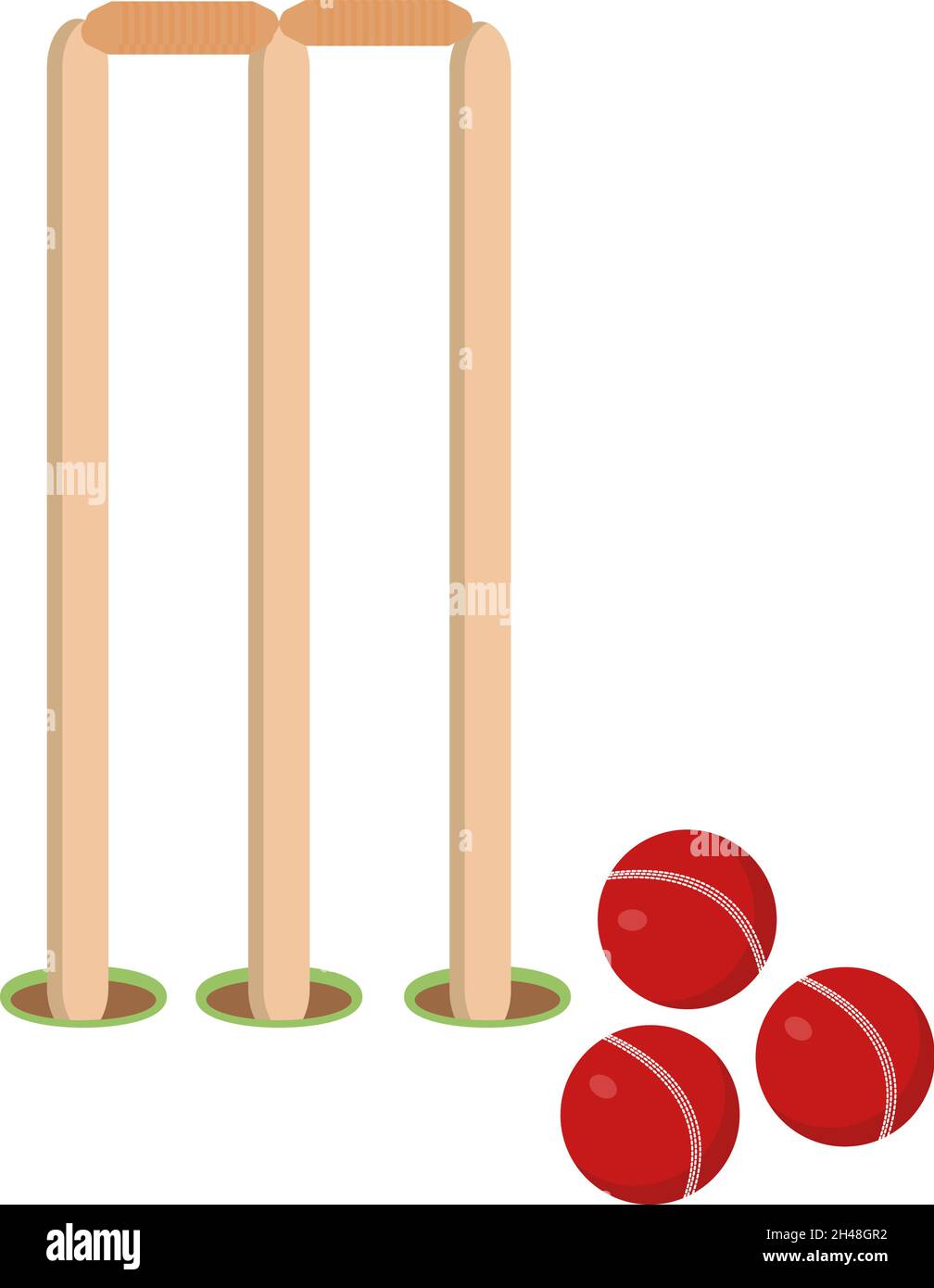 Cricket Ball, Illustration, Vektor auf weißem Hintergrund. Stock Vektor