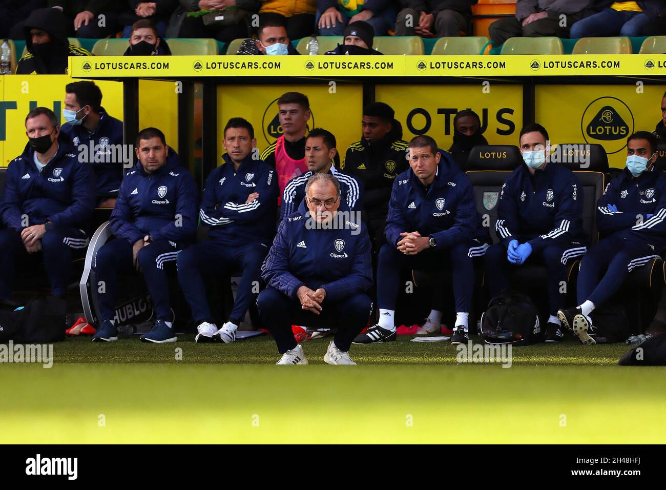 Manager von Leeds United, Marcelo Bielsa - Norwich City / Leeds United, Premier League, Carrow Road, Norwich, Großbritannien - 31. Oktober 2021 nur zur redaktionellen Verwendung – es gelten die Einschränkungen von DataCo Stockfoto