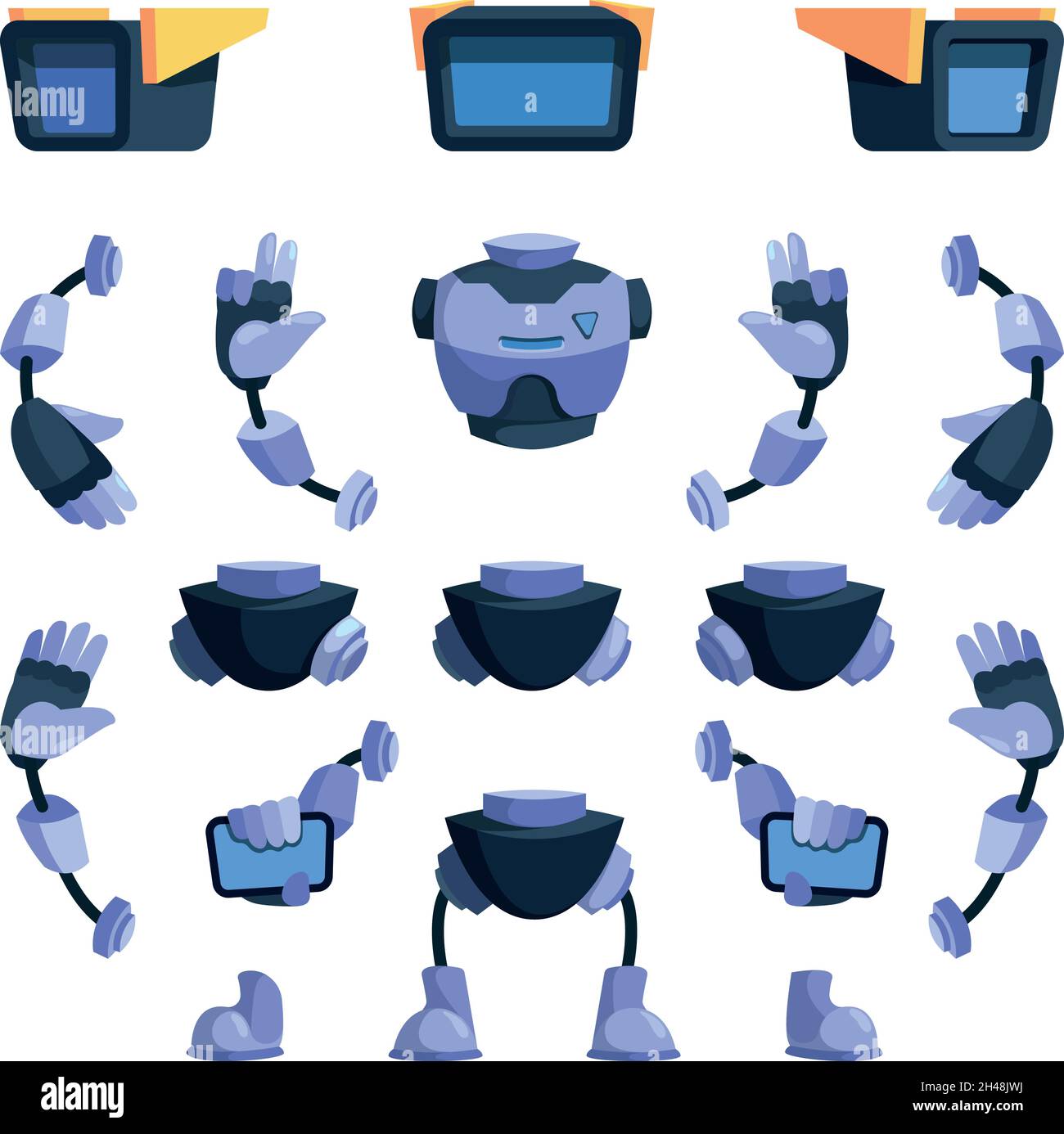 Roboterkonstruktor. Android Körperteile Erstellung Kit für Animation grish Vektor niedlichen Charakter Stock Vektor