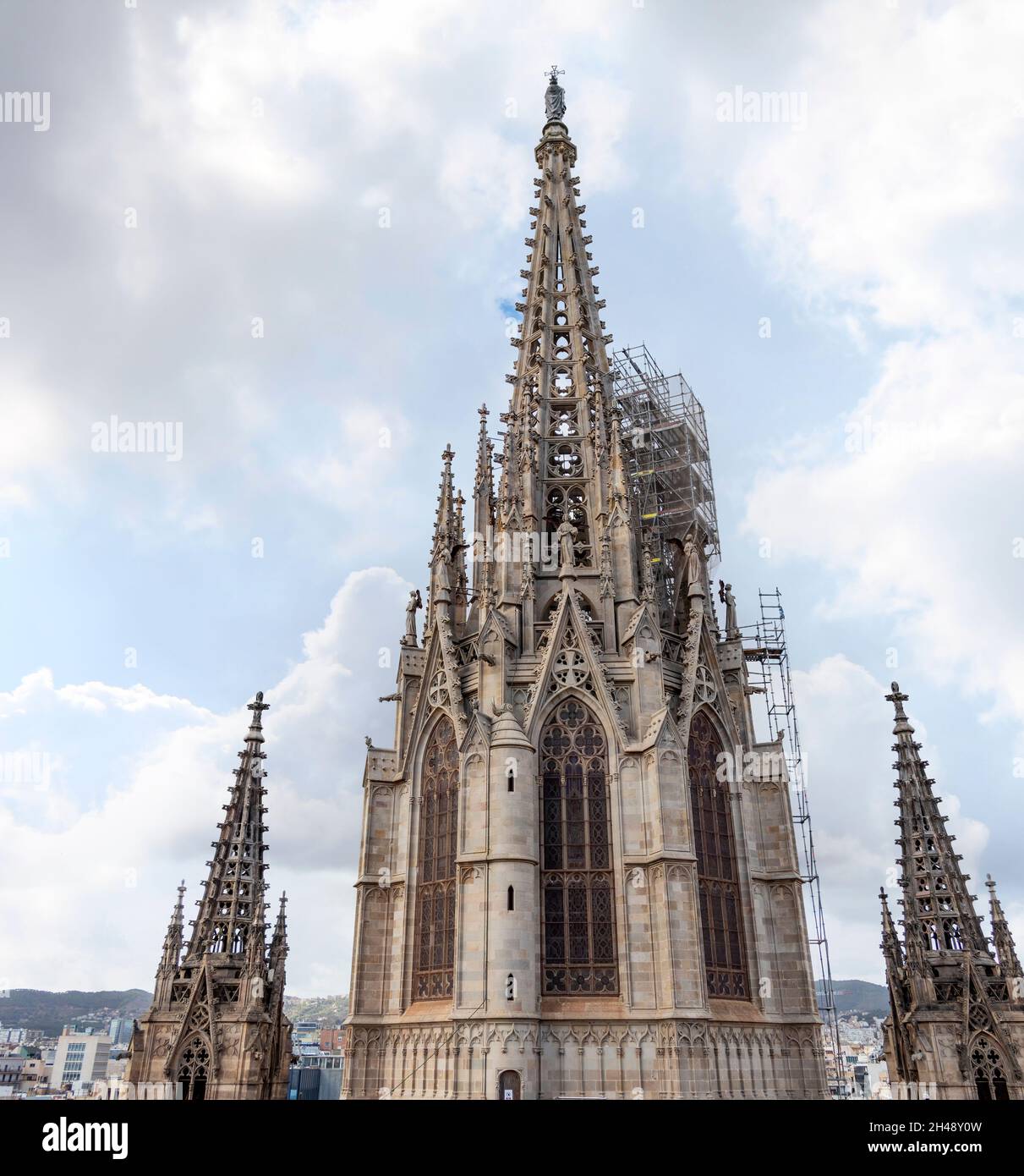 Kuppel der Kathedrale des Heiligen Kreuzes und der Heiligen Eulalia in Barcelona Stockfoto