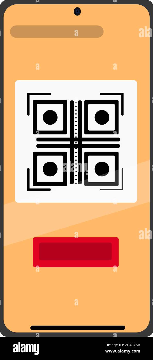 Smartphone mit Barcode, Illustration, Vektor auf weißem Hintergrund. Stock Vektor